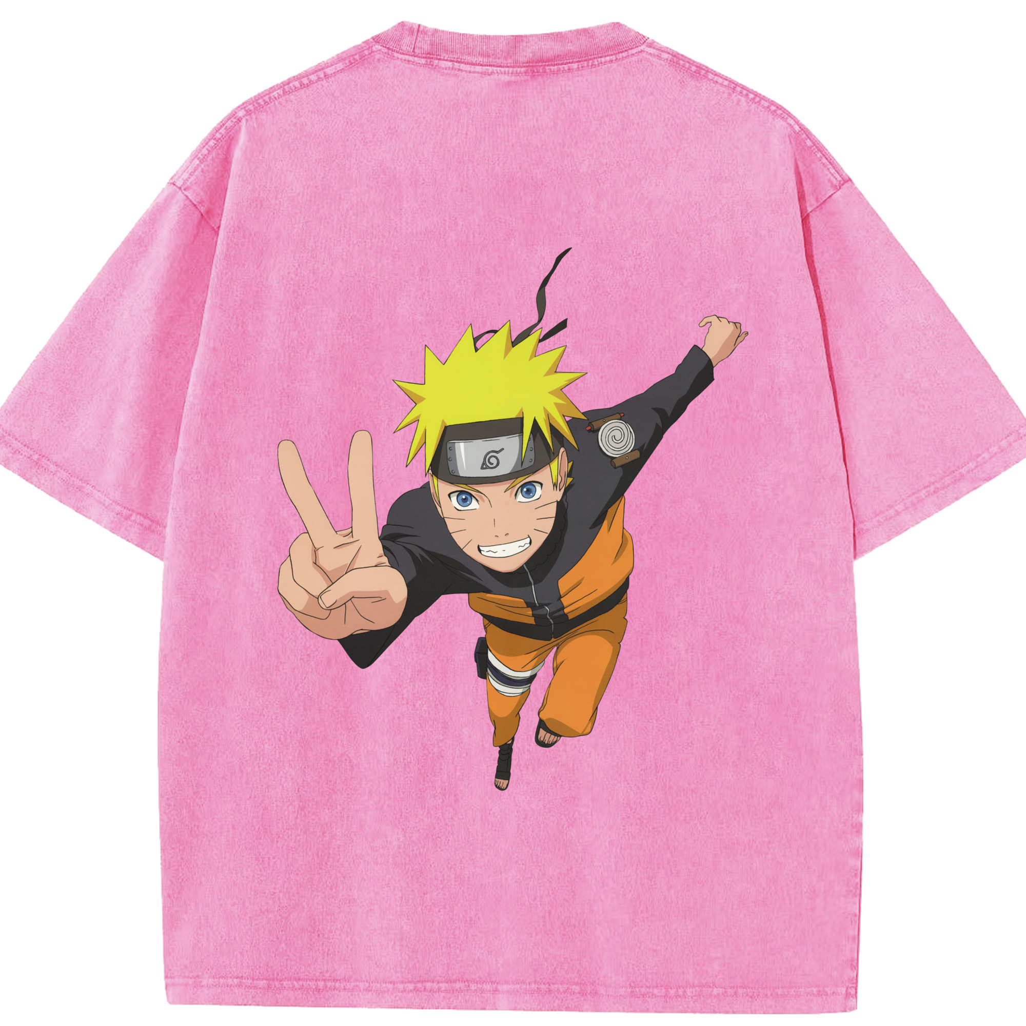 （画像用） NARUTO -ナルト- うずまき ナルト Uzumaki Naruto 綿100% ヴィンテージ風 半袖Tシャツ（背面プリント）